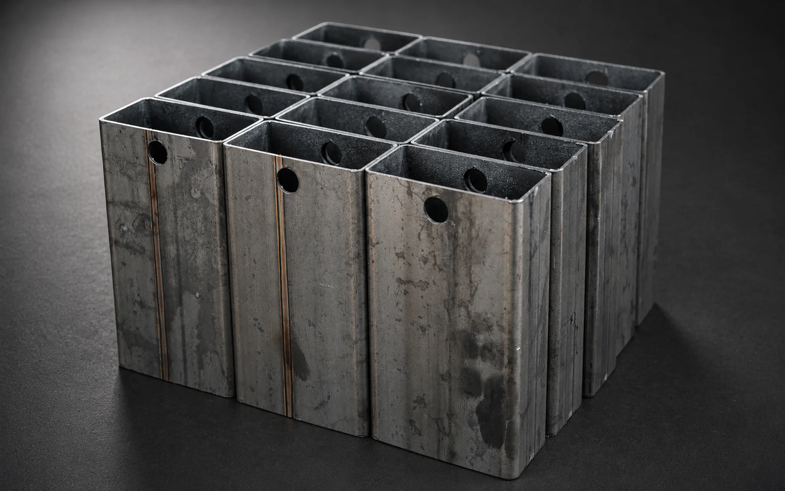 Notched tube components for welded assembly