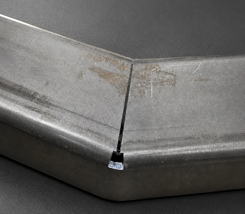 Angled laser-cut end feature in square tube